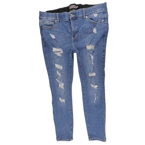 Torrid Jeans 16 Short Skinny Distressed Ripped Denim Blue Wash Casual Streetwear - Picture 6 of 10